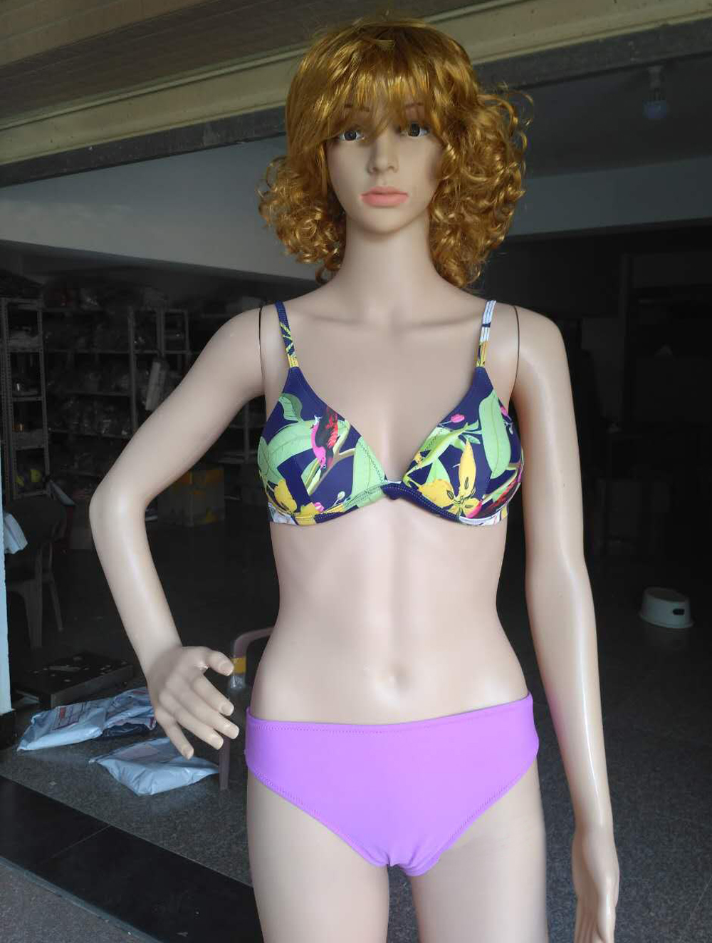 F4538-1 Missy November Rain Neoprene Bikini in Navy Floral